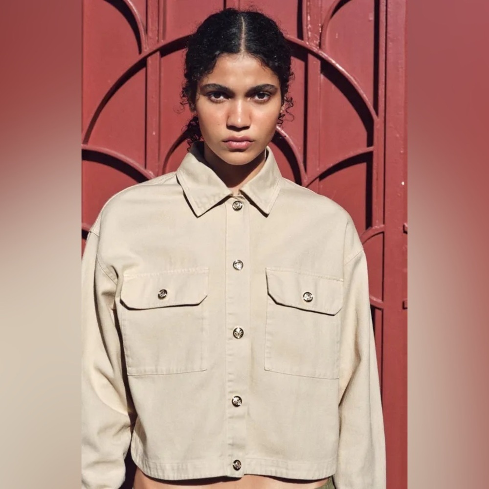 ZARA Beige Military Jacket, Size M